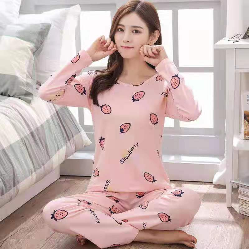 Pyjama-Set für Damen, süßer Cartoon-Druck, Nachtwäsche, 2-teiliges Lounge-Set