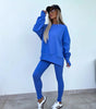 Sweater Suit Women's Casual Loose Long Sleeve Crew Neck Split Top Tight Trousers