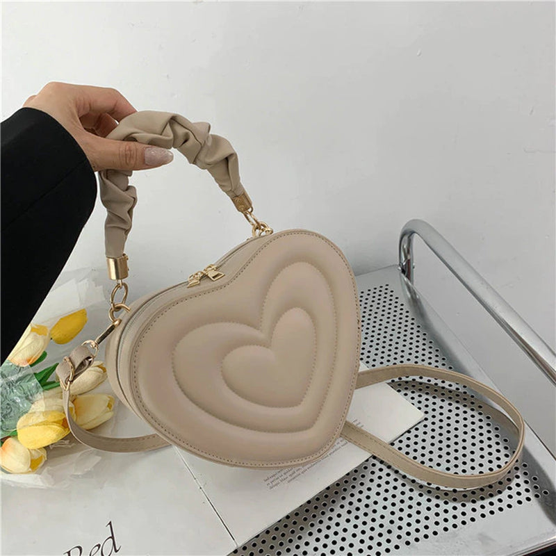 Heart-Shaped PU Leather Crossbody Bag