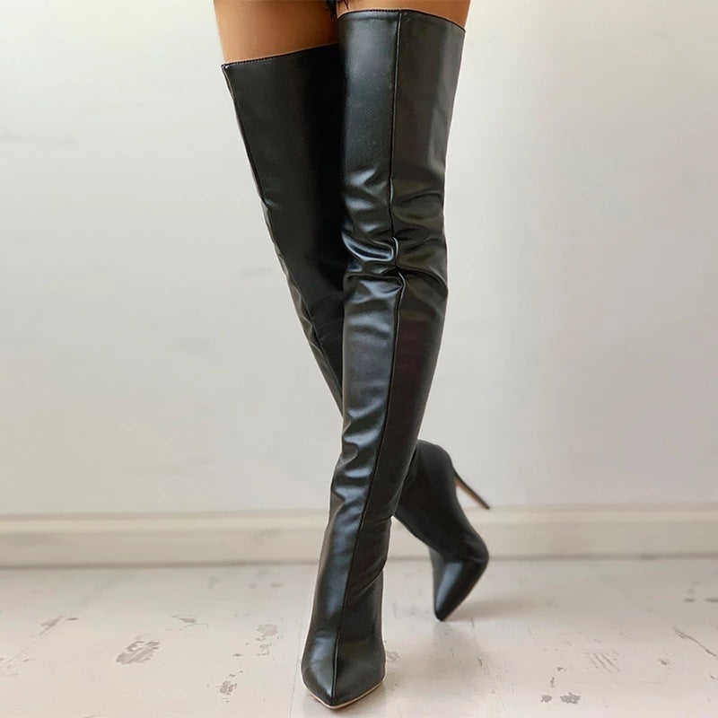 Women's Pointed Toe Stiletto Heel Over-the-knee Back Zipper Boots