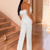 Women's Plumage And Breast Pure Color Cut Back Jumpsuit