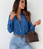 Women's V-Neck Solid Color Autumn Shirt