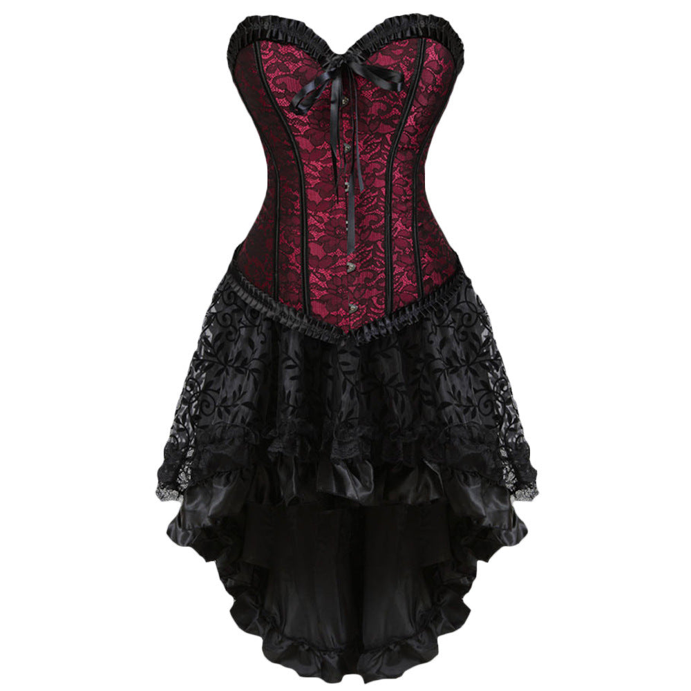 Classic Flounce Body Shaping Two-piece Suits Long Dress