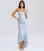 Fashion Off-neck Tube Top Stitching Hip Fishtail Dress