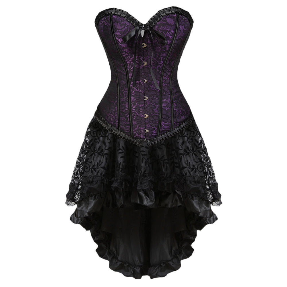 Classic Flounce Body Shaping Two-piece Suits Long Dress