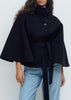 Winter High Neck Batwing Sleeve Coat With Belt Fashion Loose Elegant