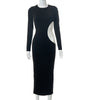 Women's Solid Color Long Sleeve O Neck Hollow Dress