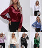 One-Button Satin Long Sleeve Shirt