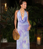 Tie-Dye Deep V-Neck Halter Maxi Dress – 2pcs Beach Party Set