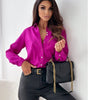 Women's V-Neck Solid Color Autumn Shirt