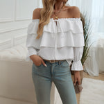 Off-Shoulder Top mit Bischofsärmeln