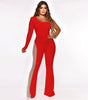 Fashion Mesh Patchwork Hot Drilling Micro-pull Jumpsuit