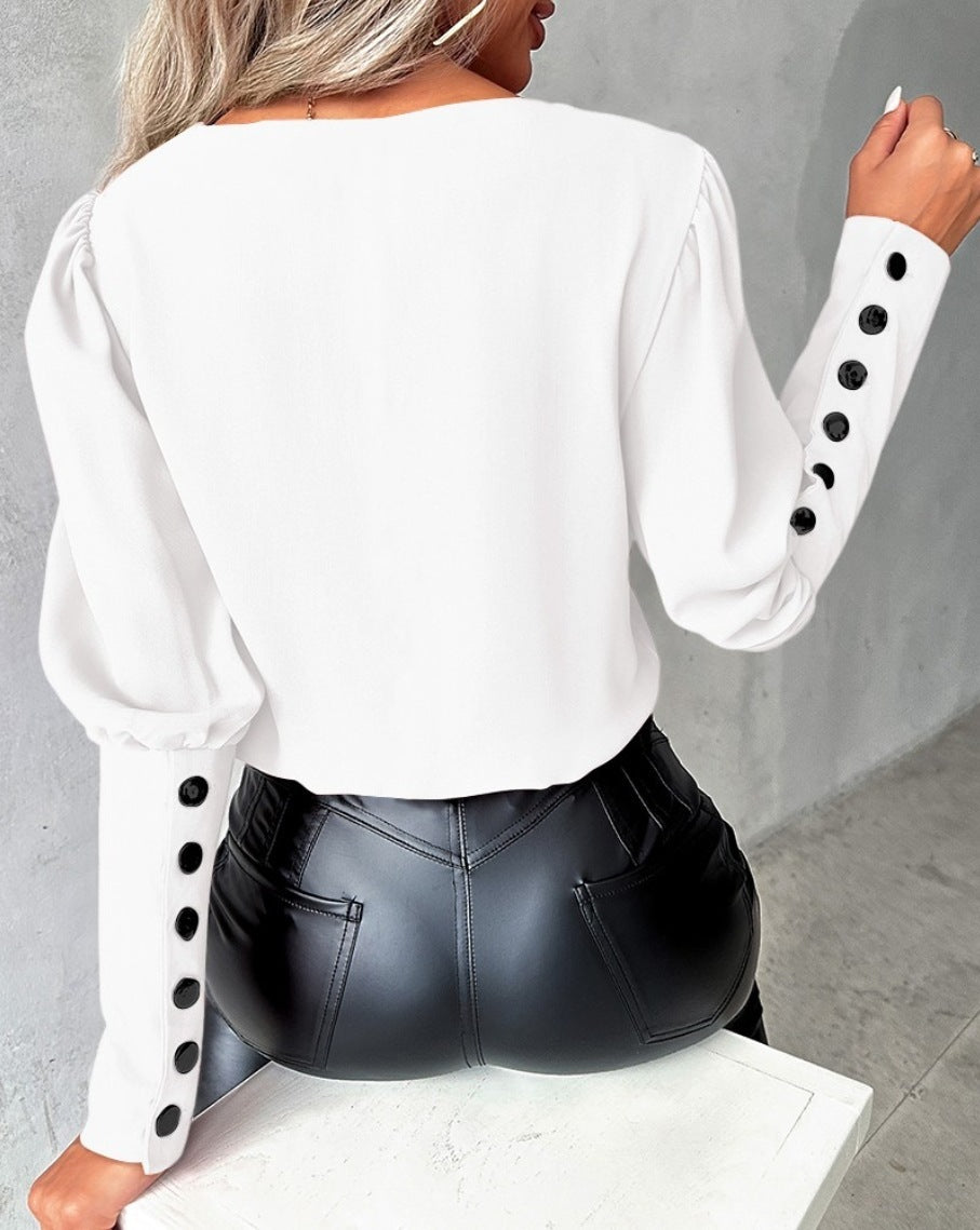 Fashion V-Neck Long Sleeve Blouse