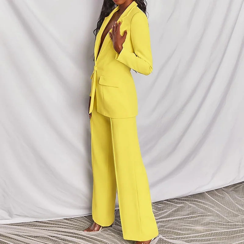 Women’s 2-Piece Blazer Suit Set – Long Sleeve Blazer & Pants