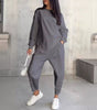 Women's Round Neck Loose And Irregular Long-sleeve Sweater Set