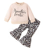 Parent-child Clothes Suit Clothes Girls' Sweater Top Leopard Print Bell-bottom Pants