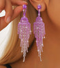 Full Rhinestone Tassel High-grade Luxury Style Earrings