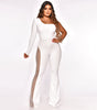 Fashion Mesh Patchwork Hot Drilling Micro-pull Jumpsuit