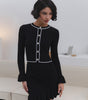 Ruffled Pearl Buckle Suit Knitted Mini Dress Two-piece Set For Women