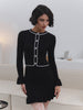 Ruffled Pearl Buckle Suit Knitted Mini Dress Two-piece Set For Women