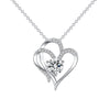 Zircon Double Love Necklace With Rhinestones Ins Personalized Heart