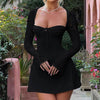 Sexy Y2K Corset Lace Dress - Long Sleeve, Backless Lace-Up