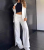Lässiger Damenanzug mit Polokragen und Hose mit weitem Bein, zweiteiliger Anzug