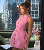 Sleeveless Backless Rose Button Dress