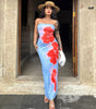 Slim Slit Tube Long Dress Summer Sexy Pint Party Beach Dresses Women's Clothing