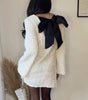 Sequined Back-Bow Dress – Fashionable Round Neck, Long Sleeve Party Dress for Women