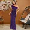 Black Paillette Feather Stitching Sequin Sexy Evening Dress Women