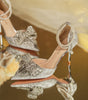 Rhinestone Bow Pointy Hollow Pearl Heels