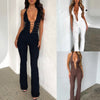 Women's Lace Lash Rope Lace Up Slim Fit Halter Jumpsuit