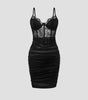 Advanced Satin Lace Fishbone Stitching See-through Hip Spaghetti Straps Dress