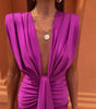 Solid Color Lace High Waist V-neck Dress