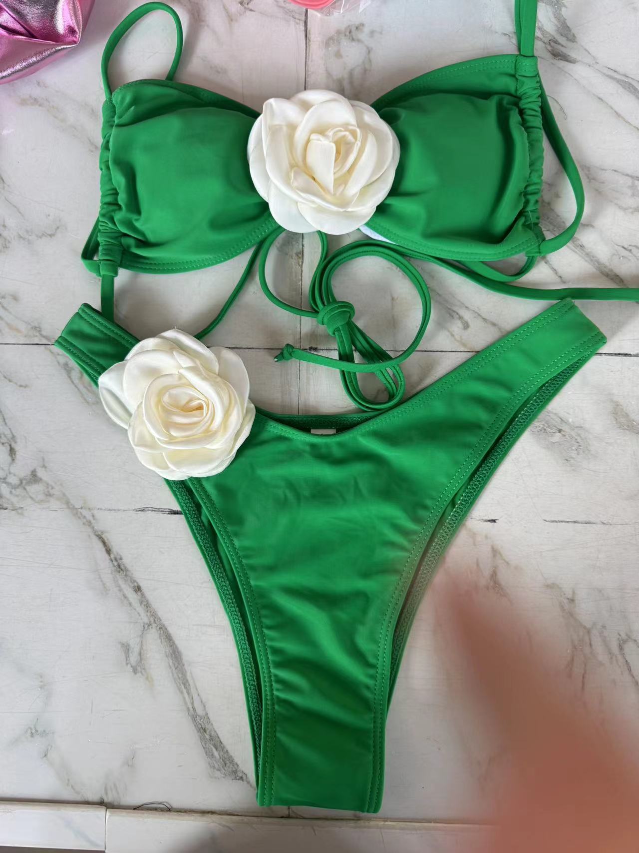 Tube Top 3D Flower Bra Briefs