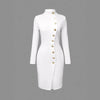 Fall Fashion Long Sleeve Stand-up Collar Slim Fit Metal Button Split Dress