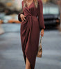Elegant Waist-Tight V-Neck Split Dress