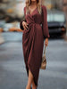 Elegant Waist-Tight V-Neck Split Dress