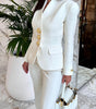 Solid Blazer & High-Waisted Pants Set