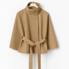 Winter High Neck Batwing Sleeve Coat With Belt Fashion Loose Elegant