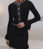 Ruffled Pearl Buckle Suit Knitted Mini Dress Two-piece Set For Women