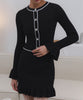 Ruffled Pearl Buckle Suit Knitted Mini Dress Two-piece Set For Women