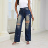 Modische Jeans mit hoher Taille und Rissen