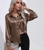 One-Button Satin Long Sleeve Shirt