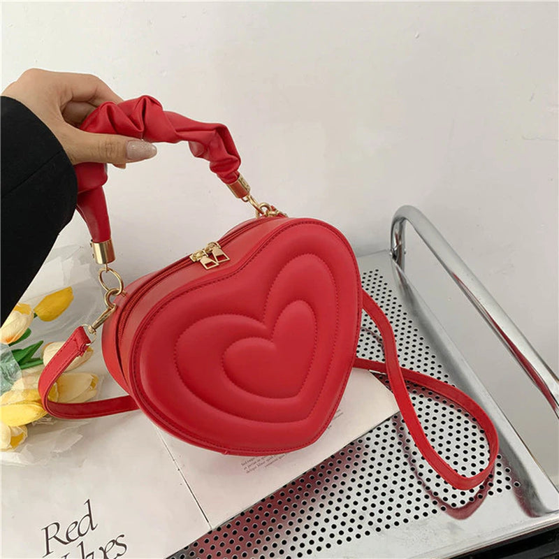 Heart-Shaped PU Leather Crossbody Bag