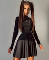 Y2K Long-Sleeve A-Line Dress - Hollow Design