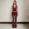 Women's Slim Fit V-neck Sling Vest Sheath Suit