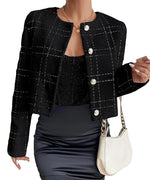 Women's Fashion Plaid Button Jacket