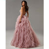 Evening Gown Prom Irregular Spaghetti-strap Mesh Long Dress